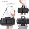 image:imageLeather Travel Bag with Shoe PouchWeekender Overnight Bag Waterproof Leather Large Carry On Bag Travel Tote Duffel Bag for Men or WomenBrownBlack