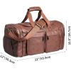 image:imageLeather Travel Bag with Shoe PouchWeekender Overnight Bag Waterproof Leather Large Carry On Bag Travel Tote Duffel Bag for Men or WomenBrownBrown
