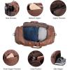 image:imageLeather Travel Bag with Shoe PouchWeekender Overnight Bag Waterproof Leather Large Carry On Bag Travel Tote Duffel Bag for Men or WomenBrownBrown