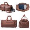 image:imageLeather Travel Bag with Shoe PouchWeekender Overnight Bag Waterproof Leather Large Carry On Bag Travel Tote Duffel Bag for Men or WomenBrownBrown