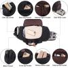 image:imageLeather Travel Bag with Shoe PouchWeekender Overnight Bag Waterproof Leather Large Carry On Bag Travel Tote Duffel Bag for Men or WomenBrownDark Grey