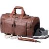 image:imageLeather Travel Bag with Shoe PouchWeekender Overnight Bag Waterproof Leather Large Carry On Bag Travel Tote Duffel Bag for Men or WomenBrownBrown