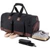 image:imageLeather Travel Bag with Shoe PouchWeekender Overnight Bag Waterproof Leather Large Carry On Bag Travel Tote Duffel Bag for Men or WomenBrownDark Grey