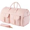 image:imageseyfocnia Convertible Carry on Garment Bag for Women Garment Bags for Travel with Shoe Pouch 2 in 1 Hanging Suitcase Suit Bag for Women Travel Duffle Bag Garment BagPink2Pocktsgz