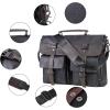 image:imageseyfocnia Mens Vintage Black 173 Inch Water Resistant PU Leather Laptop Bag Messenger Bag Satchel BriefcaseBlack2173inch