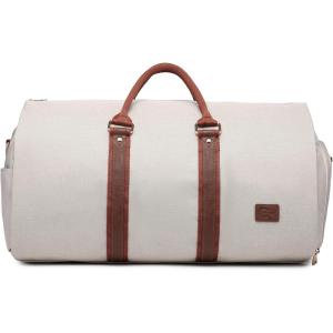 image:imageseyfocnia Convertible Carry on Garment Bag for Women Garment Bags for Travel with Shoe Pouch 2 in 1 Hanging Suitcase Suit Bag for Women Travel Duffle Bag Garment BagBeige