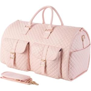 image:imageseyfocnia Convertible Carry on Garment Bag for Women Garment Bags for Travel with Shoe Pouch 2 in 1 Hanging Suitcase Suit Bag for Women Travel Duffle Bag Garment BagPink2Pocktsgz