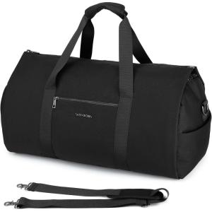 image:imageseyfocnia Convertible Carry on Garment Bag for Women Garment Bags for Travel with Shoe Pouch 2 in 1 Hanging Suitcase Suit Bag for Women Travel Duffle Bag Garment BagBlacknylon