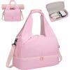 image:imageGym Bag for Women with Shoe Compartment Lightweight Workout Bags Yoga Bag for Women with Yoga Mat Holder Gym Tote for Dance SportsWorkPink