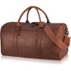 image:imageseyfocnia Oversized Duffle Travel Bag Waterproof Leather Weekend Bag Large Carry On Large Carry On Hangbag for Mens or WomenBrown