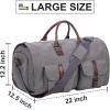 image:imageseyfocnia Convertible Travel Garment BagCarry on Garment Duffel Bag for Men Women  2 in 1 Hanging Suitcase Suit Business Travel BagGrey2PocketsCanvas