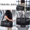 image:imageseyfocnia Oversized Duffle Travel Bag Waterproof Leather Weekend Bag Large Carry On Large Carry On Hangbag for Mens or WomenZBlack