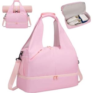 image:imageGym Bag for Women with Shoe Compartment Lightweight Workout Bags Yoga Bag for Women with Yoga Mat Holder Gym Tote for Dance SportsWorkPink