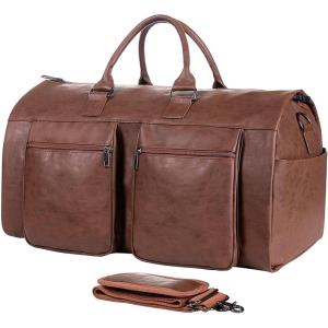 image:imageseyfocnia Convertible Travel Garment BagCarry on Garment Duffel Bag for Men Women  2 in 1 Hanging Suitcase Suit Business Travel BagBrown2zipper pocket