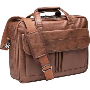 image:imageseyfocnia Mens Business Travel Briefcase Leather Handmade Messenger Bags Laptop BagBrown