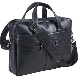 image:imageseyfocnia Mens Leather Messenger Bag Laptop Briefcase Business Satchel ComputerBlack