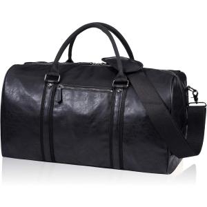 image:imageseyfocnia Oversized Duffle Travel Bag Waterproof Leather Weekend Bag Large Carry On Large Carry On Hangbag for Mens or WomenZBlack