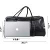 image:imageLeather Travel Bag with Shoe Pouch Waterproof Weekender Overnight Bag Carry On Duffel Bag for Men WomenBlack20inch