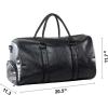 image:imageLeather Travel Bag with Shoe Pouch Waterproof Weekender Overnight Bag Carry On Duffel Bag for Men WomenBlack20inch