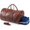 image:imageLeather Travel Bag with Shoe Pouch Waterproof Weekender Overnight Bag Carry On Duffel Bag for Men WomenBlack20inch