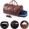 image:imageLeather Travel Bag with Shoe Pouch Waterproof Weekender Overnight Bag Carry On Duffel Bag for Men WomenBlack20inch