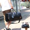 image:imageLeather Travel Bag with Shoe Pouch Waterproof Weekender Overnight Bag Carry On Duffel Bag for Men WomenBlack20inch