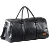 image:imageLeather Travel Bag with Shoe Pouch Waterproof Weekender Overnight Bag Carry On Duffel Bag for Men WomenBlack20inch