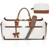 image:imageseyfocnia Garment Bag with Shoe Pouch Carry On Convertible Travel Duffel Bag for Men Women 2 in 1 Hanging Suitcase Suit Business Travel Bag BrownWhtie