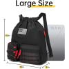 image:imageseyfocnia Drawstring Backpack Tactical String Bag with Zipper Pockets Waterproof Cinch Bag Sport Gym Sackpack  BlackBlack