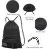 image:imageseyfocnia Drawstring Backpack Tactical String Bag with Zipper Pockets Waterproof Cinch Bag Sport Gym Sackpack  BlackBlack