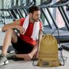image:imageseyfocnia Drawstring Backpack Tactical String Bag with Zipper Pockets Waterproof Cinch Bag Sport Gym Sackpack  BlackKhaki