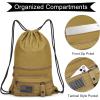 image:imageseyfocnia Drawstring Backpack Tactical String Bag with Zipper Pockets Waterproof Cinch Bag Sport Gym Sackpack  BlackKhaki