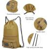 image:imageseyfocnia Drawstring Backpack Tactical String Bag with Zipper Pockets Waterproof Cinch Bag Sport Gym Sackpack  BlackKhaki