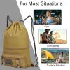 image:imageseyfocnia Drawstring Backpack Tactical String Bag with Zipper Pockets Waterproof Cinch Bag Sport Gym Sackpack  BlackKhaki