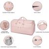 image:imageseyfocnia Garment Bag with Shoe Pouch Carry On Convertible Travel Duffel Bag for Men Women 2 in 1 Hanging Suitcase Suit Business Travel Bag BrownPink