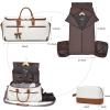 image:imageseyfocnia Garment Bag with Shoe Pouch Carry On Convertible Travel Duffel Bag for Men Women 2 in 1 Hanging Suitcase Suit Business Travel Bag BrownWhtie