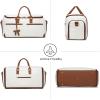 image:imageseyfocnia Garment Bag with Shoe Pouch Carry On Convertible Travel Duffel Bag for Men Women 2 in 1 Hanging Suitcase Suit Business Travel Bag BrownWhtie
