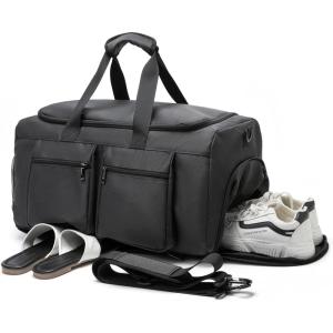 image:imageSeyfocnia Gym Weekender Bag for Men Women Travel Duffel with Wet Pocket Overnight with Shoe Compartment Carry On Travel Bag Gym Duffle Sports BagBlackBlack