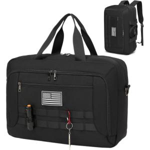 image:imageseyfocnia 3 in 1 Tactical Backpack for Men WaterResistant 173 Inch Laptop Messenger Bags Convertible Tactical Messenger Bag with Hidden Straps  Airline Approved Underseat Travel BackpackBlack