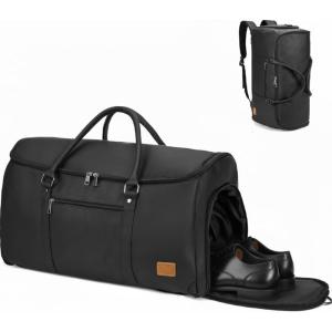 image:imageseyfocnia Garment Bag with Shoe Pouch Carry On Convertible Travel Duffel Bag for Men Women 2 in 1 Hanging Suitcase Suit Business Travel Bag BrownBlack