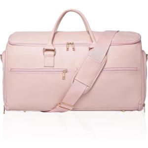 image:imageseyfocnia Garment Bag with Shoe Pouch Carry On Convertible Travel Duffel Bag for Men Women 2 in 1 Hanging Suitcase Suit Business Travel Bag BrownPink