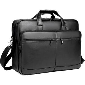 image:imageseyfocnia Mens Leather Messenger Bag 156 Inch 173 Inch Laptop Briefcase Satchel Computer Shoulder Bag Business HandbagBlack