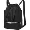 image:imageseyfocnia Drawstring Gym Backpack with Shoe Compartment String Gym Bag Sackpack for Women Waterproof Travel Tote Sports Bags Cinch Beach Swim Travel Workout Bag WhiteBlack