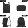 image:imageseyfocnia Drawstring Gym Backpack with Shoe Compartment String Gym Bag Sackpack for Women Waterproof Travel Tote Sports Bags Cinch Beach Swim Travel Workout Bag WhiteBlack