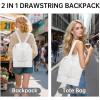 image:imageseyfocnia Drawstring Gym Backpack with Shoe Compartment String Gym Bag Sackpack for Women Waterproof Travel Tote Sports Bags Cinch Beach Swim Travel Workout Bag WhiteWhite