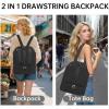 image:imageseyfocnia Drawstring Gym Backpack with Shoe Compartment String Gym Bag Sackpack for Women Waterproof Travel Tote Sports Bags Cinch Beach Swim Travel Workout Bag WhiteBlack