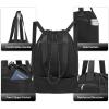 image:imageseyfocnia Drawstring Gym Backpack with Shoe Compartment String Gym Bag Sackpack for Women Waterproof Travel Tote Sports Bags Cinch Beach Swim Travel Workout Bag WhiteBlack