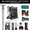 image:imageseyfocnia Hiking Backpack40L Waterproof Camping Backpack Lightweight Backpack for Men Women Hiking Daypack Outdoor Travel DaypackBlackBlack