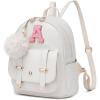 image:imageseyfocnia Initial Cute Mini Backpack Small Backpack Purse for Women Personalized Letter Style Small Leather Backpack Pompom Back Pack Shoulder Bag for Gifts Travel  White Letter JWhite
