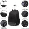 image:imageseyfocnia Rolling Backpack17 inch Rolling Laptop Bag Travel Backpack with Wheels Roller Back pack Wheeled Laptop Bag with Wheels for Women MenBlack